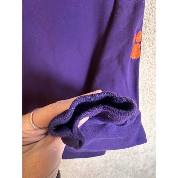Vtg Clemson Tigers Champion Applique Letters Purple Crewneck Sweatshirt Sz L Y2K - Picture 9 of 16
